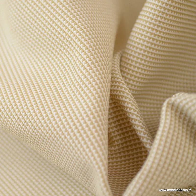 1 coupon de 125 cm  Tissu extérieur polypro fantaisie Blanc & Beige