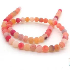 62 perles agate frosted orange pâle 6mm, effet givré craquelé (pg198)