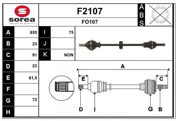 Arbre de transmission SNRA F2107 