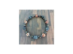 Bracelet homme agate DZI/Labradorite/hématite