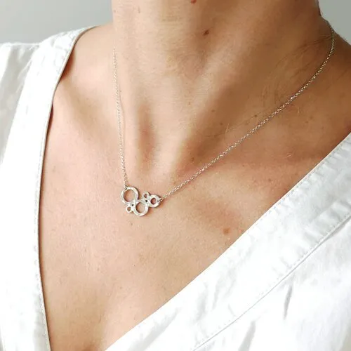 Collier réglable en argent 925/1000 bulles  collection awa, collier femme avec chaine ajustable, ras de dou en argent 925/1000