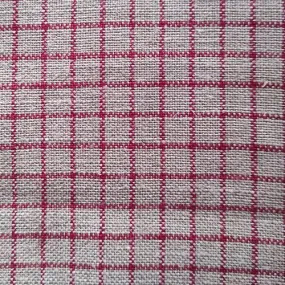 Coupon 73 x 50 cm toile à broder lin carreaux rouge et naturel