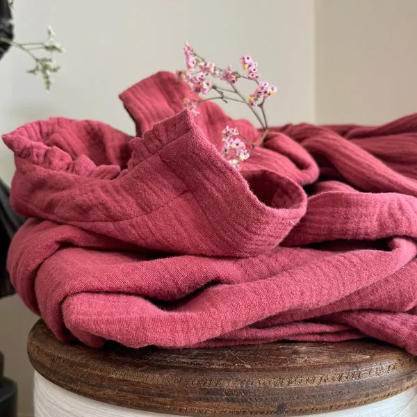 Coupon de gaze coton terracotta rosé 130x180  (J33)