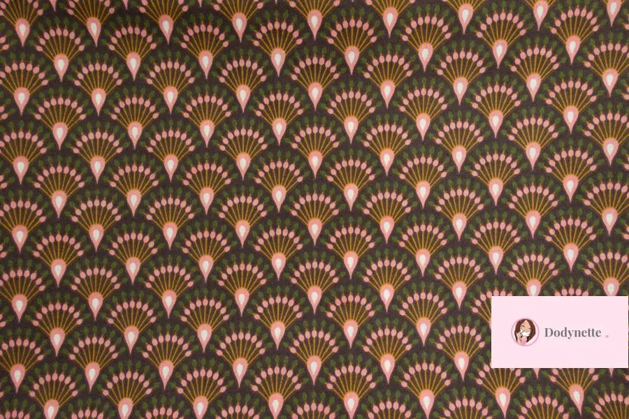 Coupon de tissu coton - Paon chic rose - OEKO-TEX