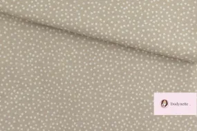 Coupon de tissu coton - Pois blanc fond beige - OEKO-TEX