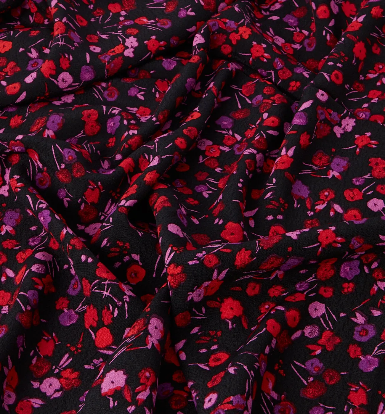 Coupon de tissu crêpe viscose - IMP NOIR