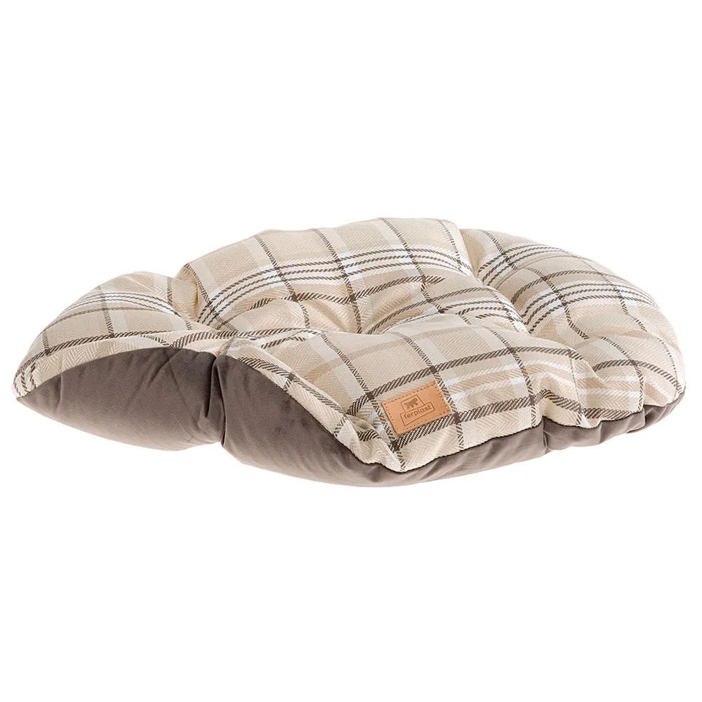 Coussin rembourré pour chiens et chats scott 78/8, double-face, écossais, velours doux, lavable, marron