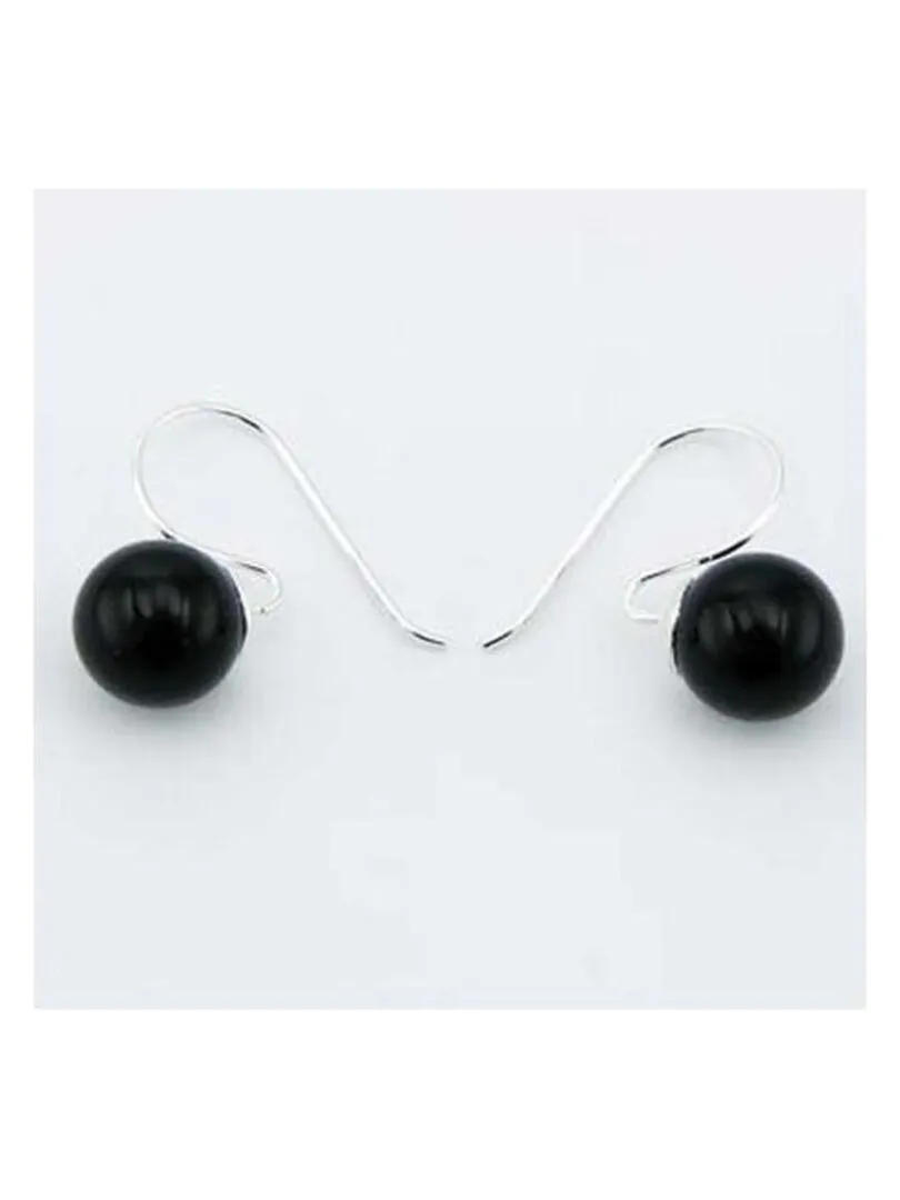 Dormeuses agate et argent, Bijoucolor - Noir