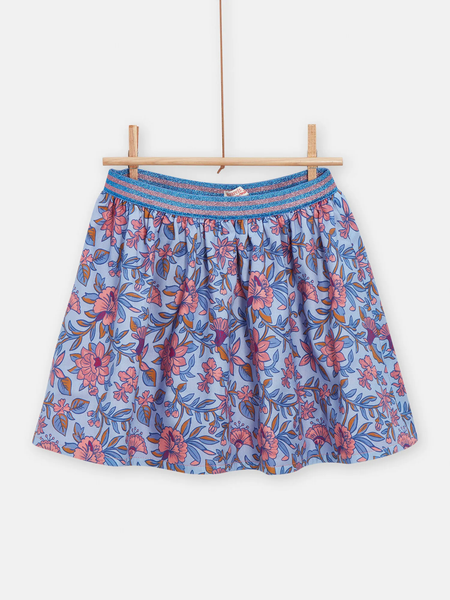 Jupe réversible bleu lavande à imprimé fleuri pour fille