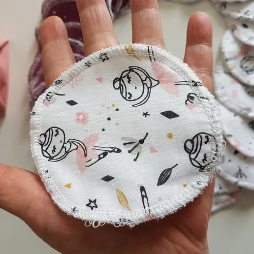 Lot de 30 lingettes démaquillantes lavables (éponge bambou) avec panière - pour femmes et bébés - thème : danseuses, etoiles