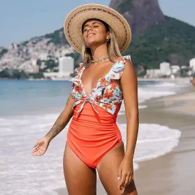 Maillot de Bain 1 Pièce Monokini Décolleté en V