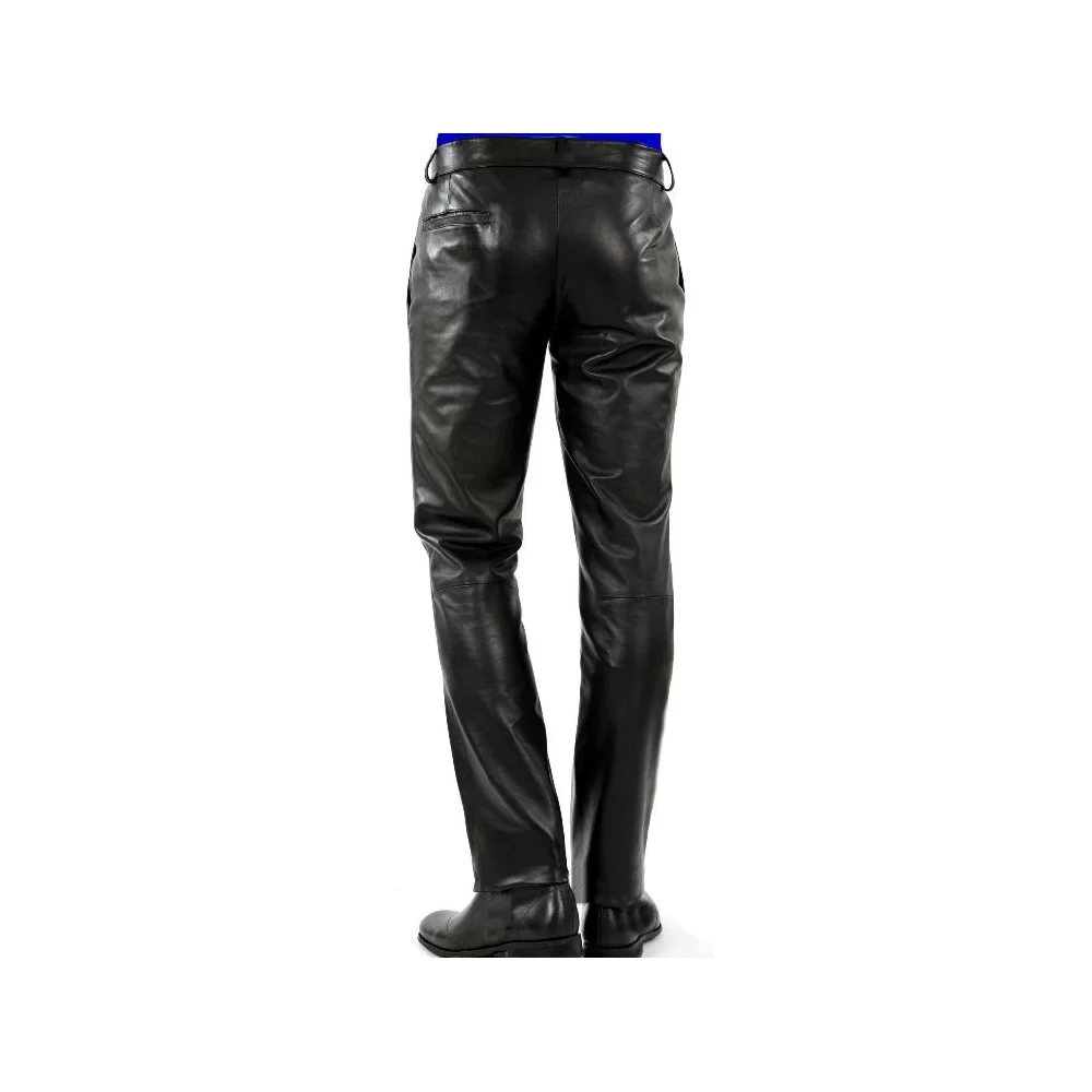 Pantalon homme cuir agneau noir poches côtés modèle Julien