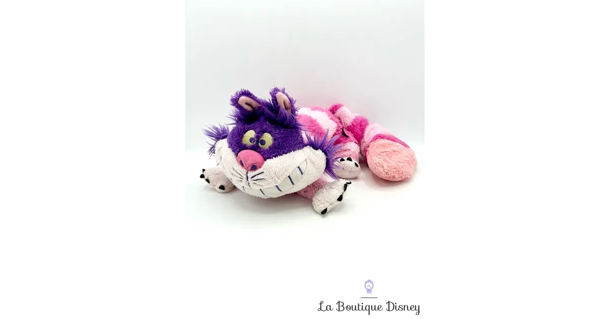 Peluche Chat Cheshire Disney Nicotoy Alice au pays des merveilles chat rose violet rayures