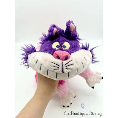 Peluche Chat Cheshire Disney Nicotoy Alice au pays des merveilles chat rose violet rayures