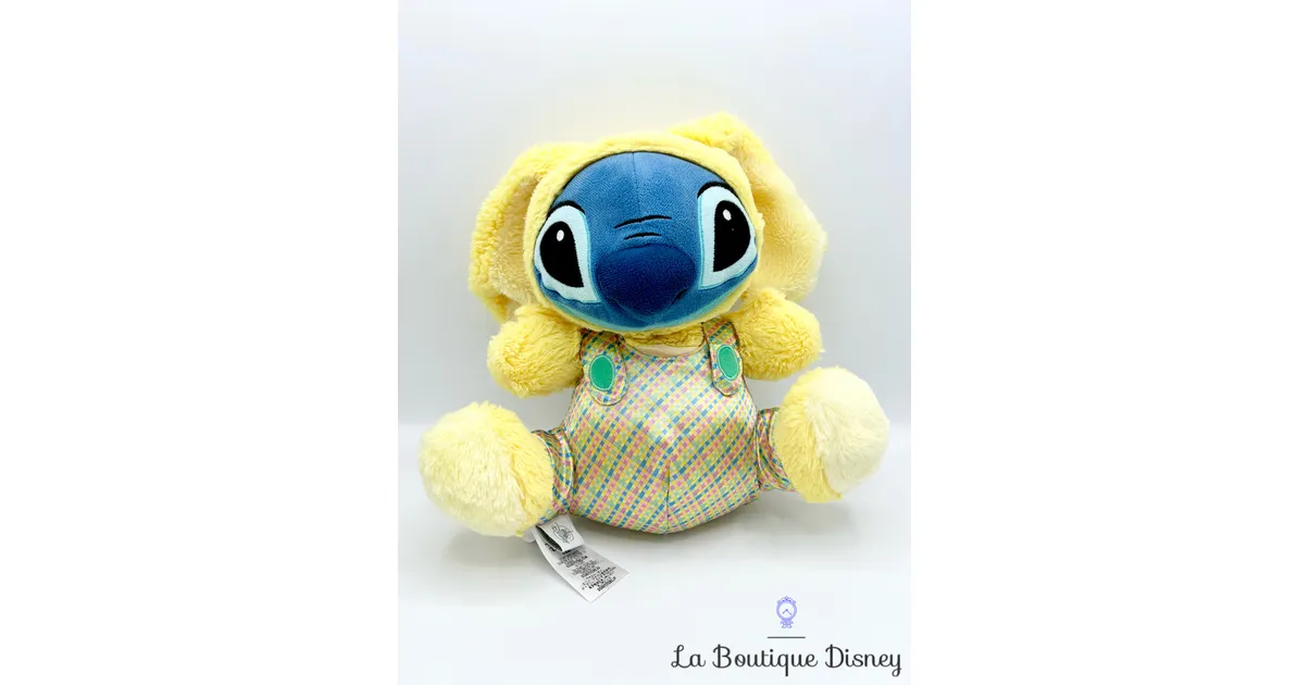 Peluche Stitch Pâques Disney Store 2017 lapin jaune 28 cm