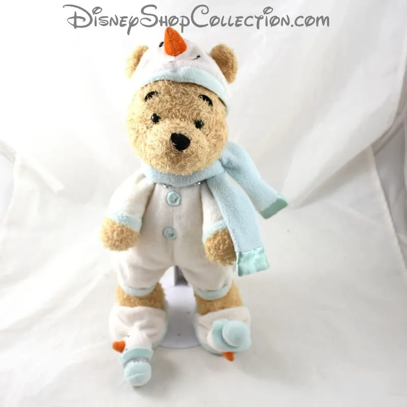 Peluche Winnie l\\\'ourson DISNEY STORE déguisé en bonhomme de neige ...
