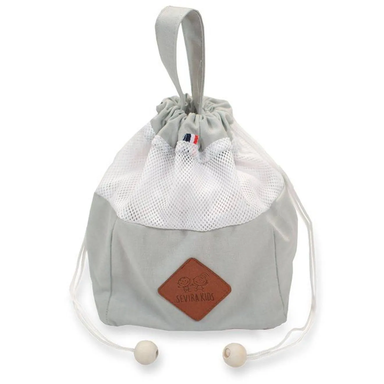 Pochon distributeur et ses 8 lingettes lavables, Jeanne gris - Sevira Kids