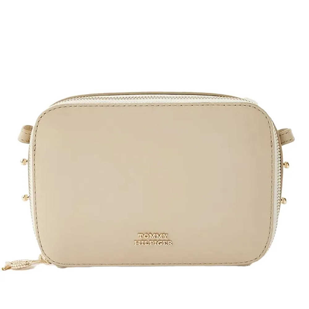 Sac à Bandoulière Écru Tommy Hilfiger Hilfiger Leather