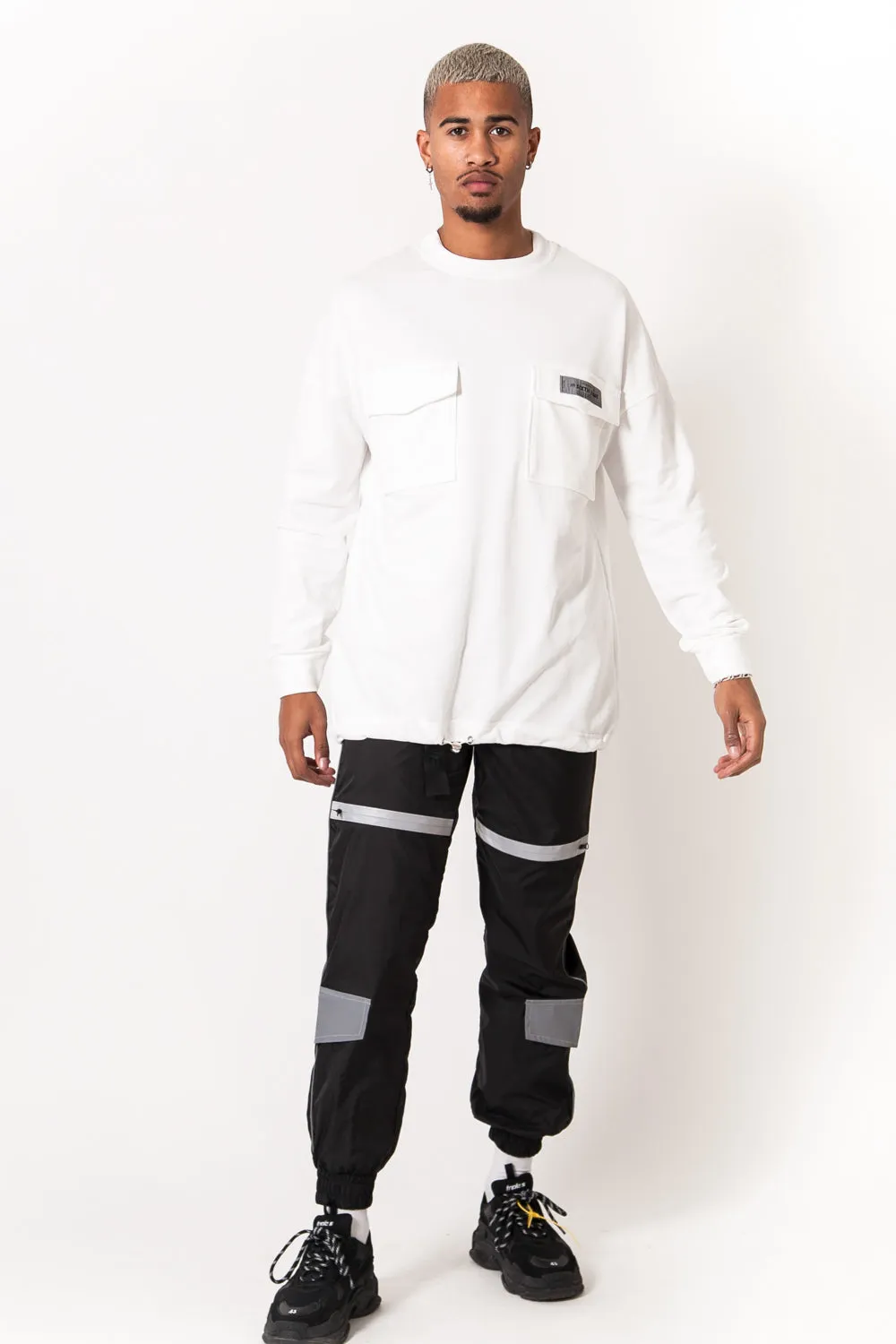 Sweat large élastique blanc cassé